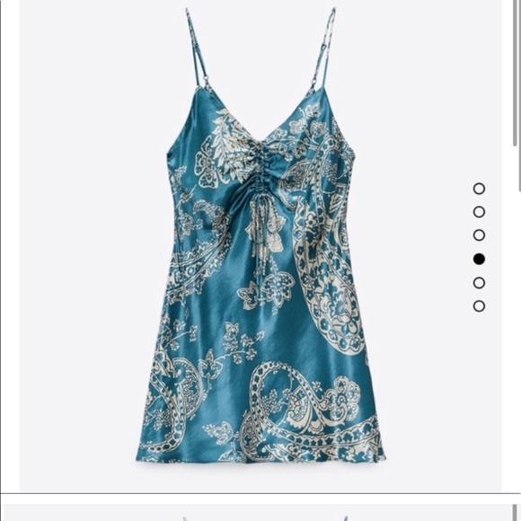 Zara | Teal Paisley Print Mini Dress | XS - Picture 2 of 3